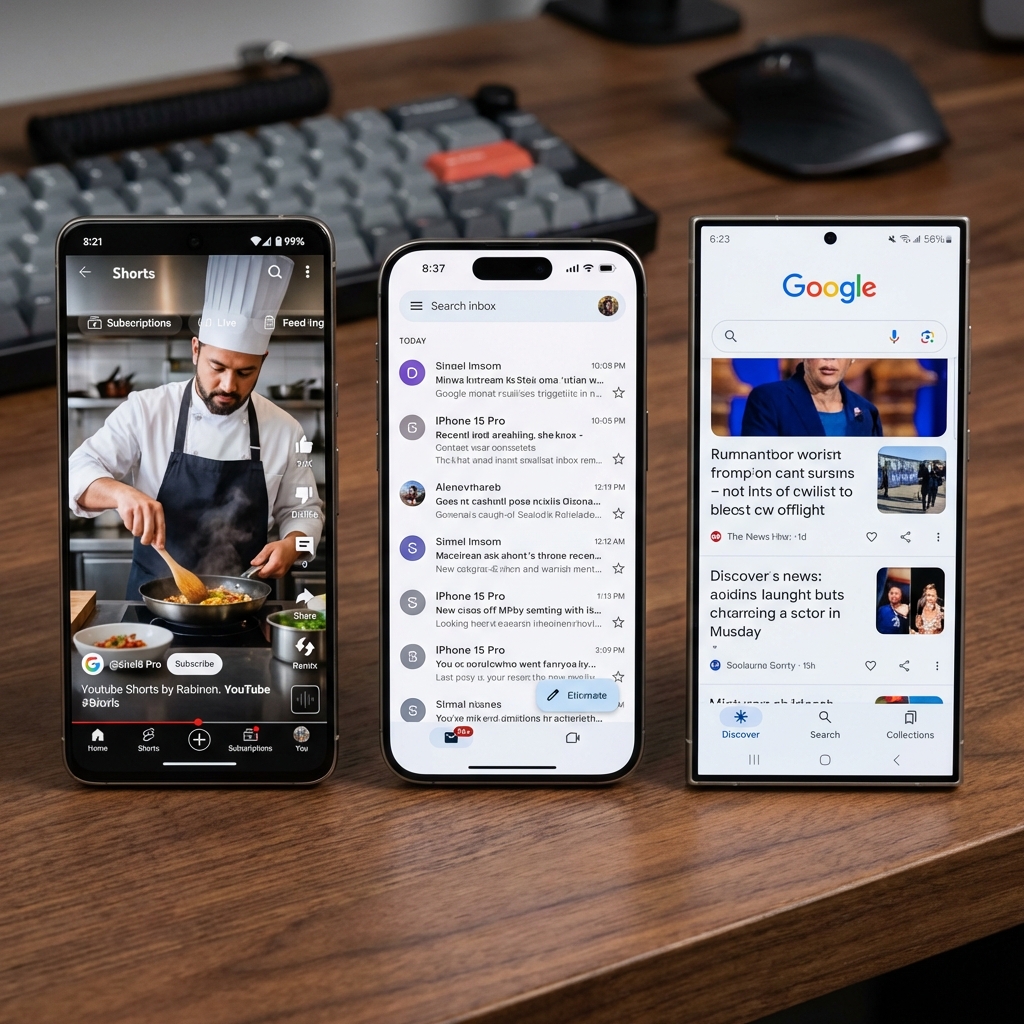 People using Google apps on devices