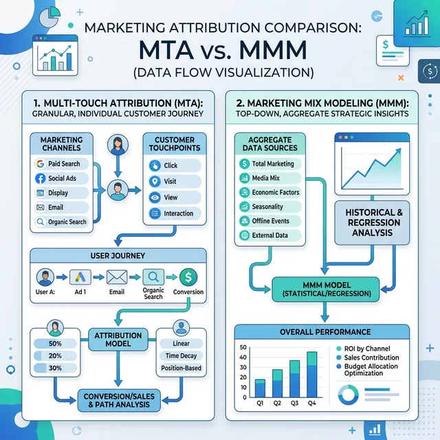 Visualization of MTA vs MMM showing data flow