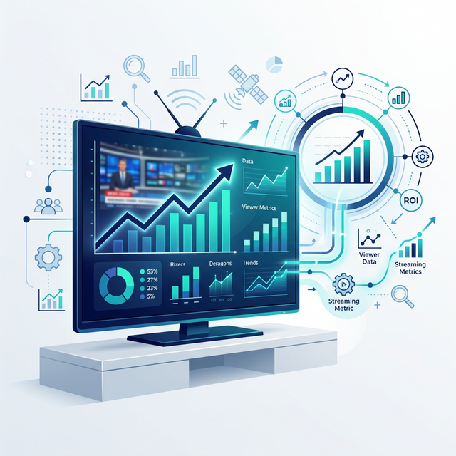 Traditional TV set with modern data analytics overlays