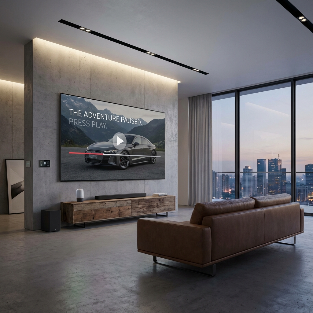 Person pausing TV screen