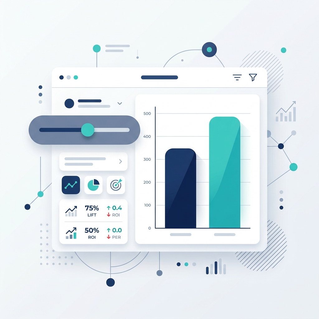 Data measurement graphic showing incrementality vs attribution with UI slider